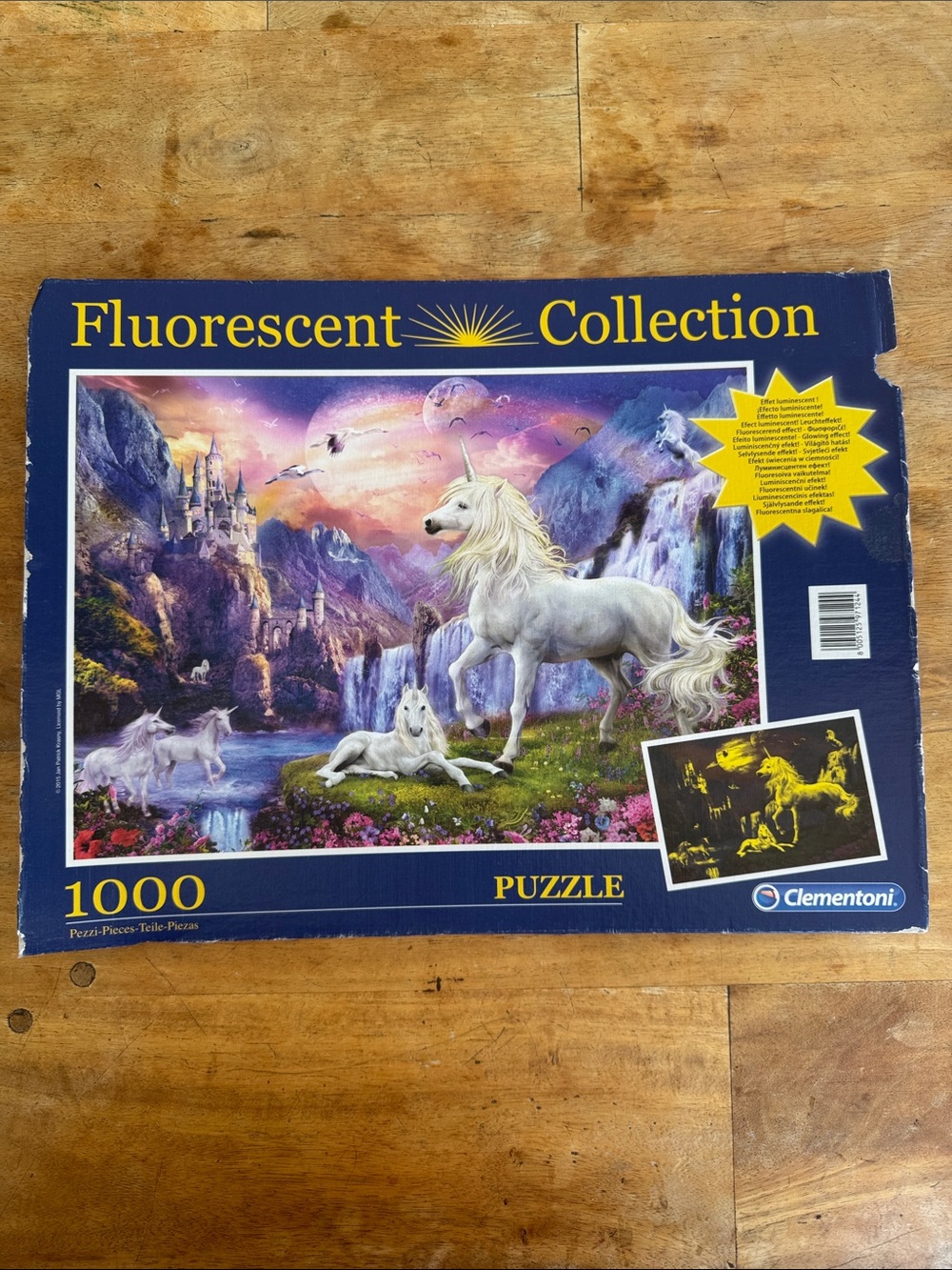 Unicorn Fluorescent Collection 1000 pc Puzzle Clementoni *Used w/out Box